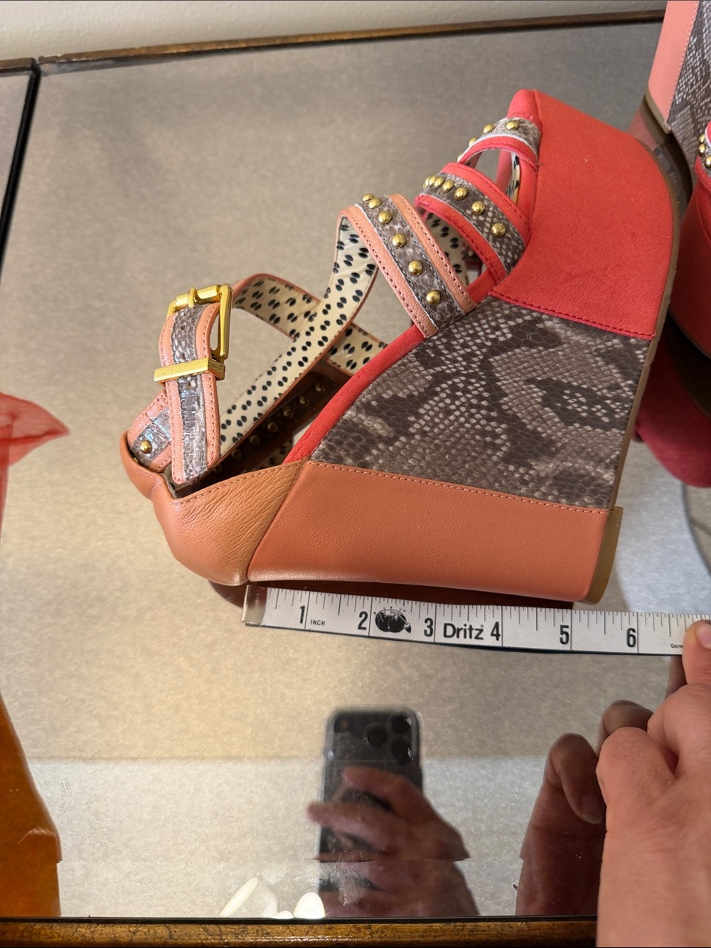 Jessica Simpson Women's Coral Platform Wedge Sandals with Studded Straps 37 - Picture 4 of 11